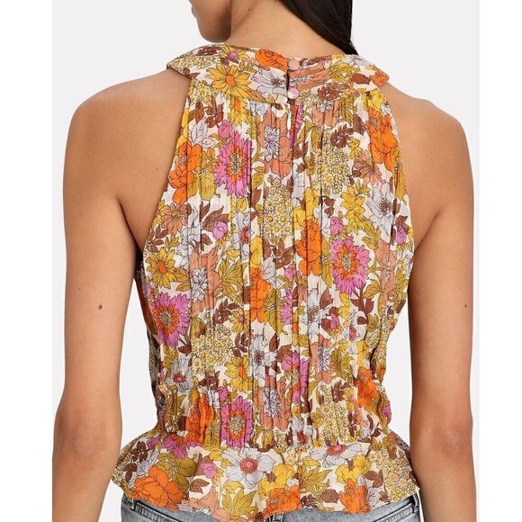 NWT Revolves Veronica Beard Kailani Garden Neutral Pink Floral Halter Silk Top - Picture 5 of 11